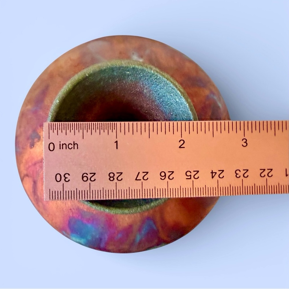 Raku Vase Stunning Iridescent Colors 10-1/2” Tall Artist Signed & Numbered - Picture 10 of 11